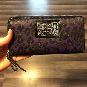 Coach Purple Ocelot Zip Wallet